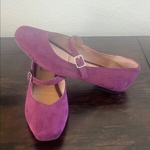 NWOT Cynthia Rowley burgundy suede Mary Jane’s. Square toe. Adj strap. Size 8.5